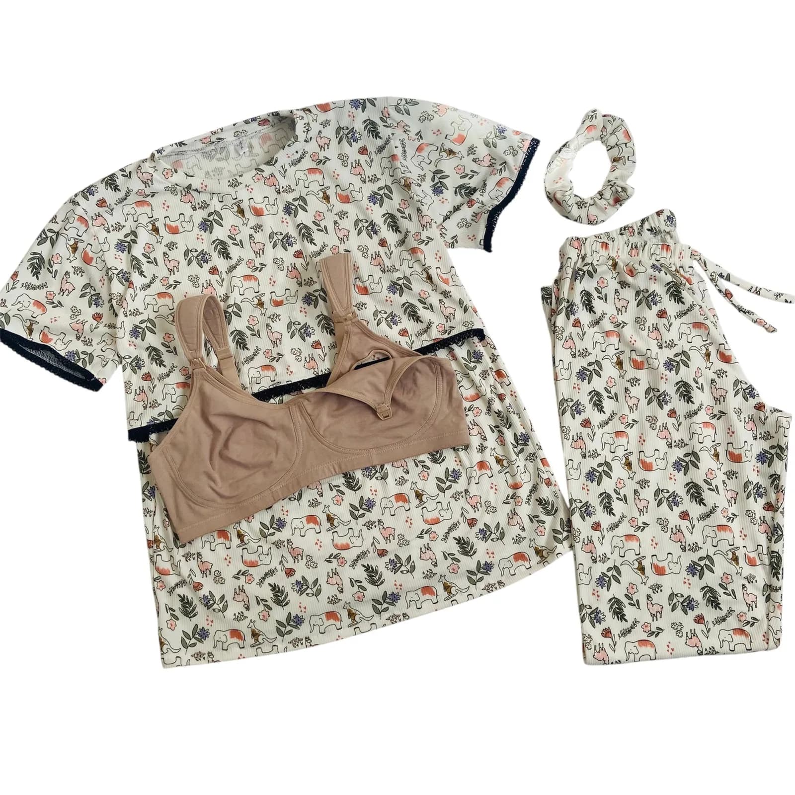 Pijama MATERNAL ANIMALITOS Pantalón + Reme + Corpi